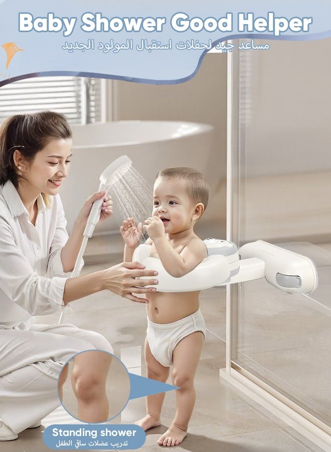 Sunbath Baby Shower Stand, Wall Mount Baby Shower Standing Support, Adjustable Toddler Bath Stand with Support,  Foldable Portable Baby Bath Helper Stand for 6-36 Months  Infants & Toddlers, Easy to Use - Image 2